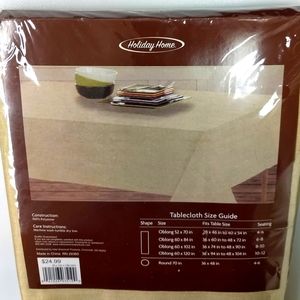 NWT 60x102 Oblong CECE Tan Tablecloth Holiday Home